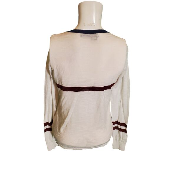 360 Sweater Striped Cotton Sweater Lightweight Pullover White Burgundy sz XS - Picture 3 of 5
